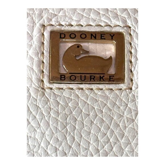 Dooney & Bourke Textured Leather Satchel White Handbag Top Handle Crossbody READ - Picture 3 of 15